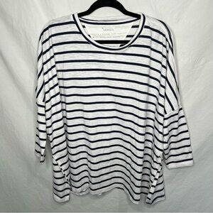 MerSea Catalina Slub Tee Womens One Size Navy Stripe Nautical Coastal Boho Top